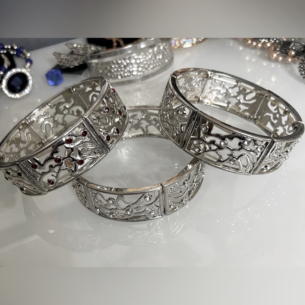 Bracelet Silver and Red Filigree Bracelet